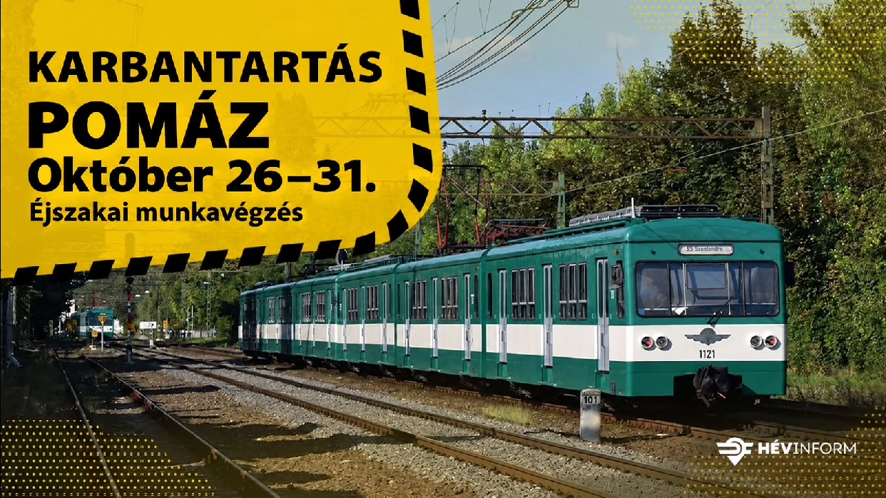 Éjszakai HÉV-karbantartás: zajra lehet számítani Pomázon